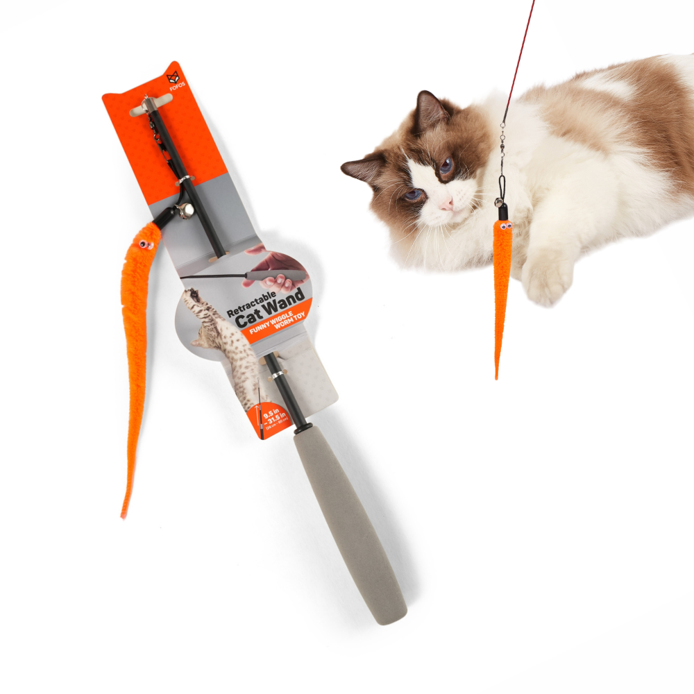 Barkbutler x Fofos Retractable Worm Teaser Toy with Catnip for Cats Cats-Toys Barkbutler 26cm