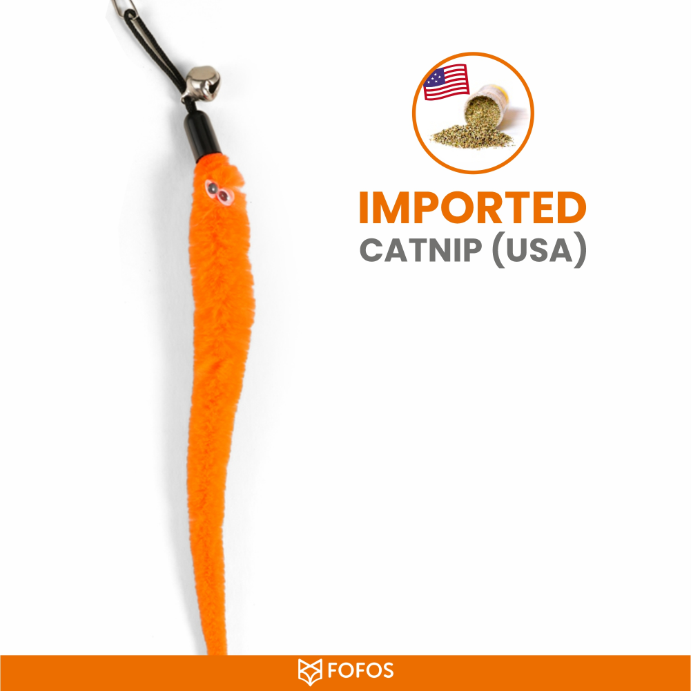 Barkbutler x Fofos Retractable Worm Teaser Toy with Catnip for Cats Cats-Toys Barkbutler