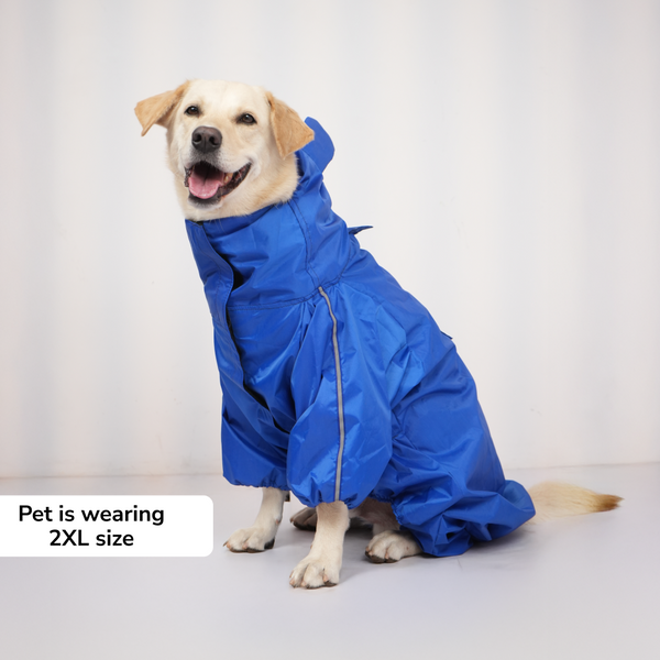 Skatrs RainRider Pro Reflective Waterproof Dog Raincoat (Blue)