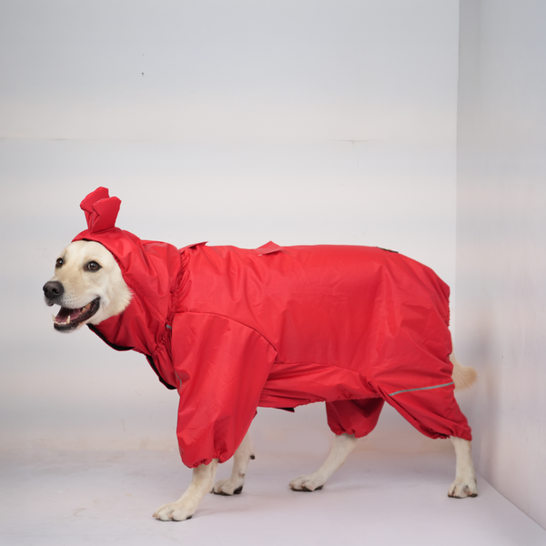 Skatrs RainRider Pro Reflective Waterproof Dog Raincoat (Red)