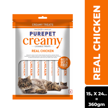 Purepet Real Chicken Lickable Creamy Treats for Cats