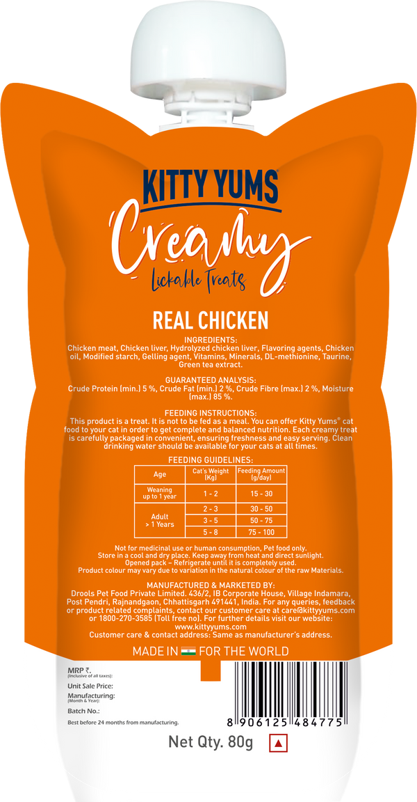Kitty Yums Lickable Real Chicken Creamy Cat Treat