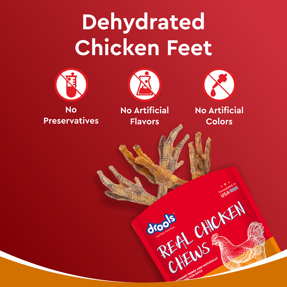 Drools Dehydrated Real Chicken Feet Chews Treat for Dogs Dog Treats + Others Drools