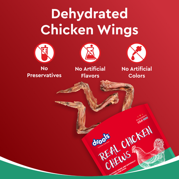 Drools Dehydrated Real Chicken Wing Chews Treat for Dogs