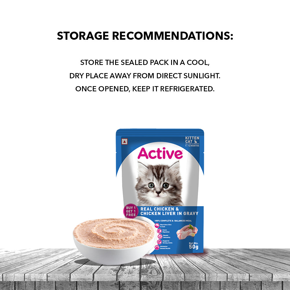 Active Real Chicken & Chicken Liver in Gravy Kitten Cat Wet Food ( Buy 1 Get 1) Cats-Wet Food Active