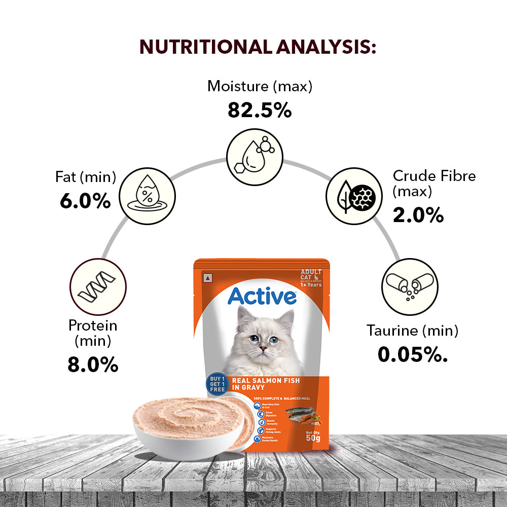 Active Real Salmon Fish in Gravy Adult Cat Wet Food ( Buy 1 Get 1 ) Cats-Wet Food Active