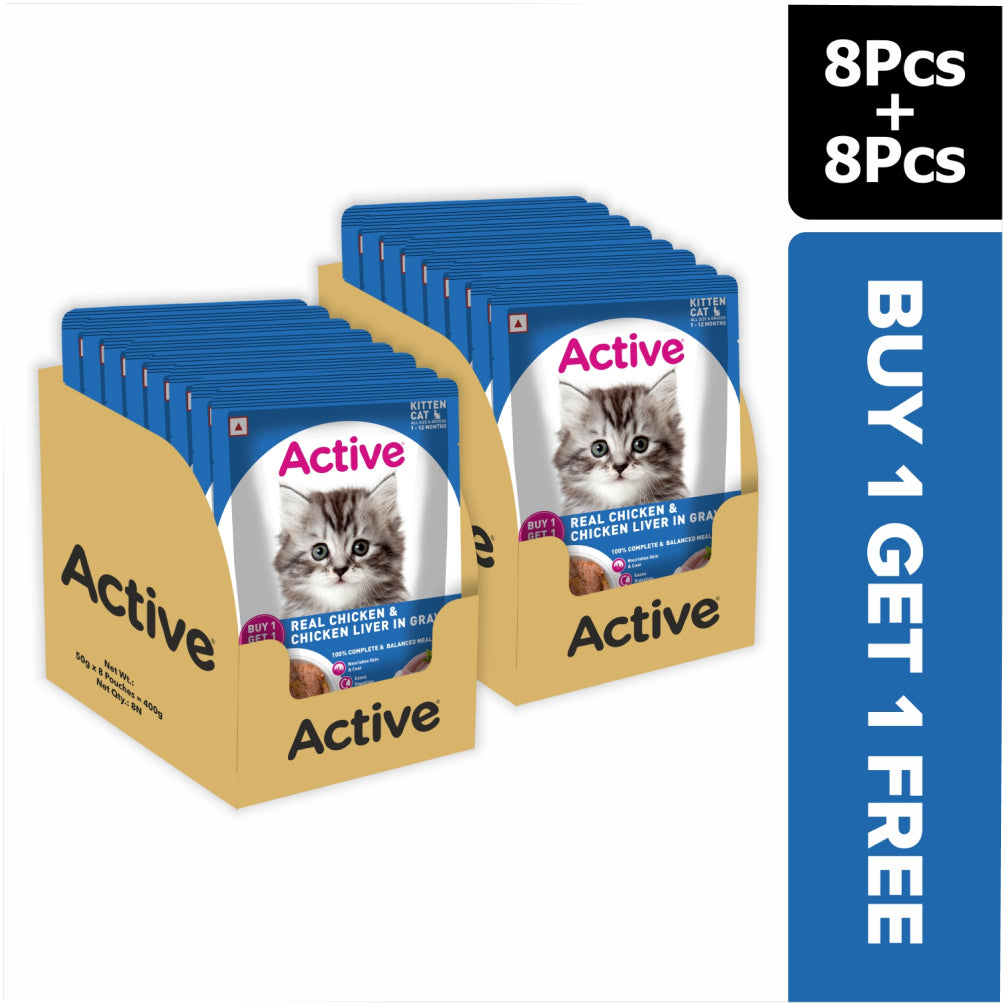 Active Real Chicken & Chicken Liver in Gravy Kitten Cat Wet Food ( Buy 1 Get 1) Cats-Wet Food Active