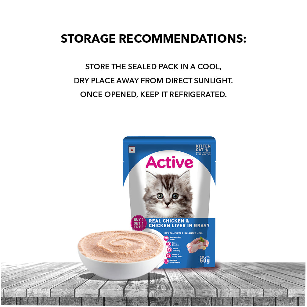 Active Real Chicken & Chicken Liver in Gravy Kitten Cat Wet Food ( Buy 1 Get 1) Cats-Wet Food Active