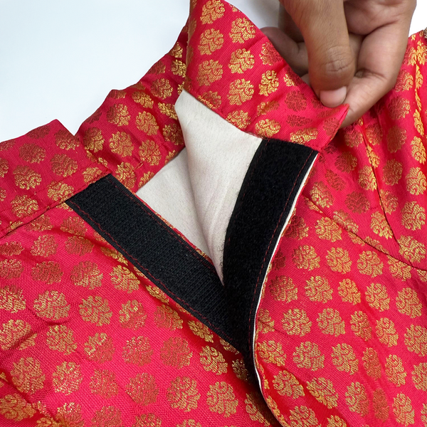 Pawsindia Traditional Royal Brocade Dress for Dogs (Red)