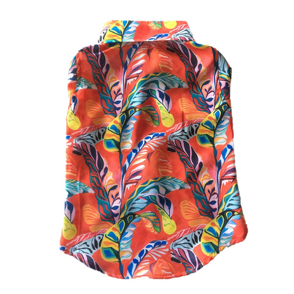 Dogobow Hawaii Printed Shirt for Dogs and Cats (Orange/Red) (Get a Bow Free)