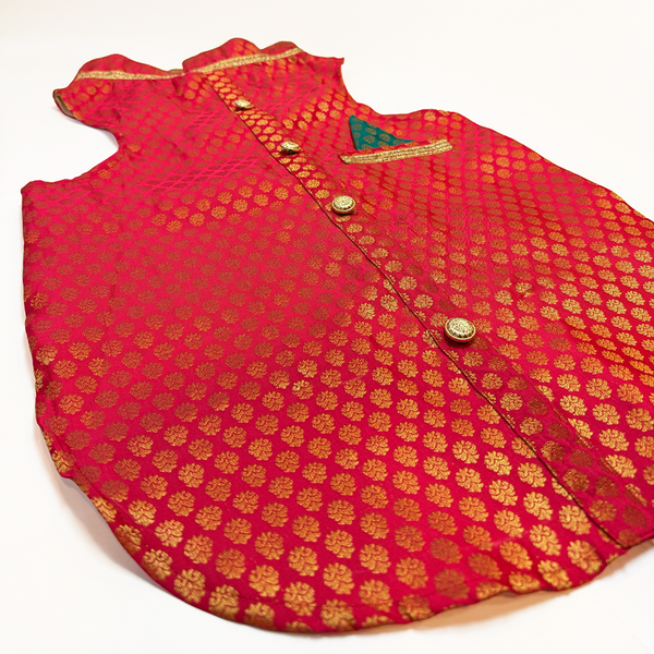 Pawsindia Traditional Royal Brocade Kurta for Dogs (Red)