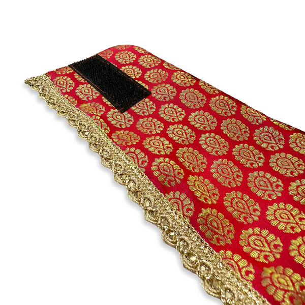 PawsIndia Traditional Royal Brocade Tuxedo for Dogs and Cats (Red)