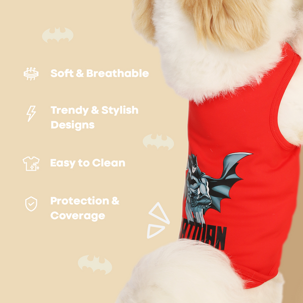 Warner Bros Batman T Shirt for Dogs and Cats (Red)