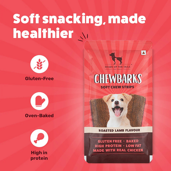 HUFT Chewbarks Gluten Free Roasted Lamb Soft Chew Strips Dog Treats