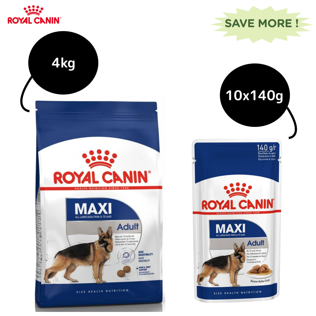 Royal Canin Maxi Adult Dog Dry and Wet Food Combo