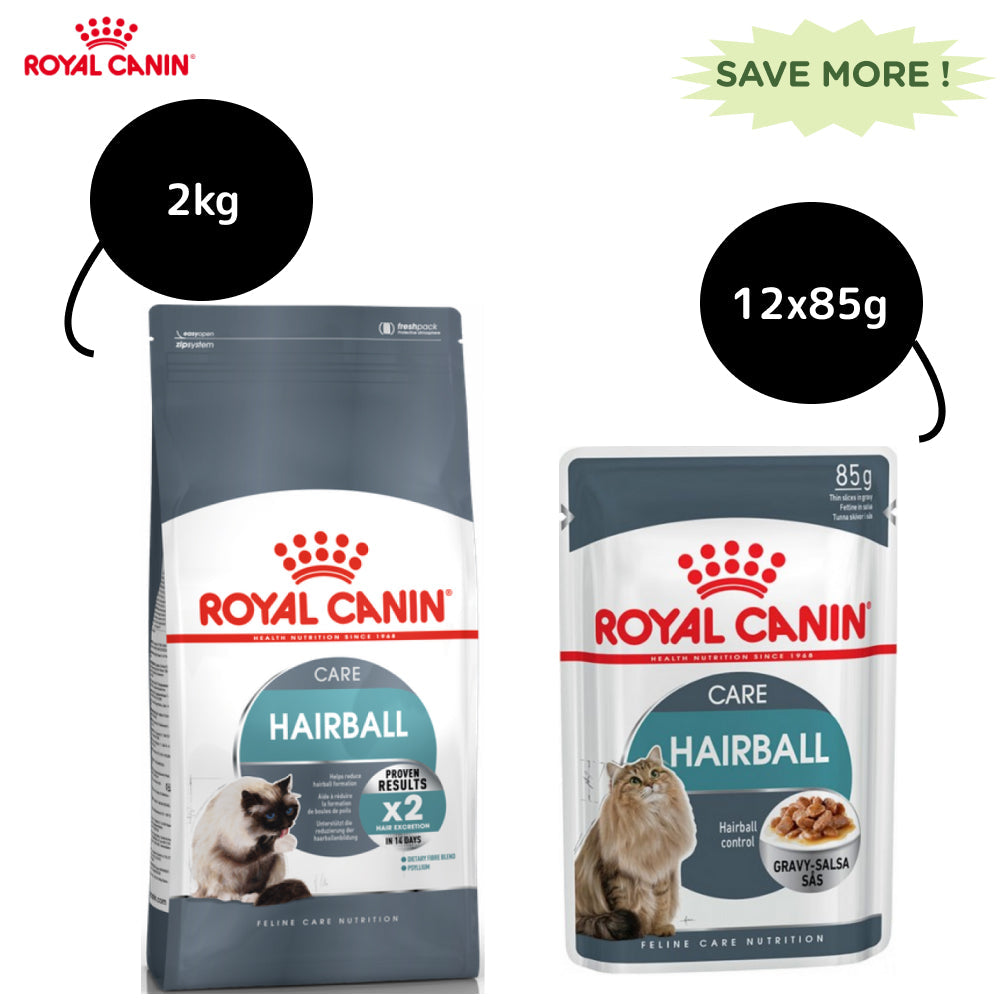 Royal Canin Hairball Care Adult Cat Dry Food Cats- Dry food Royal Canin 2kg(Dry)+12x85g(Wet)