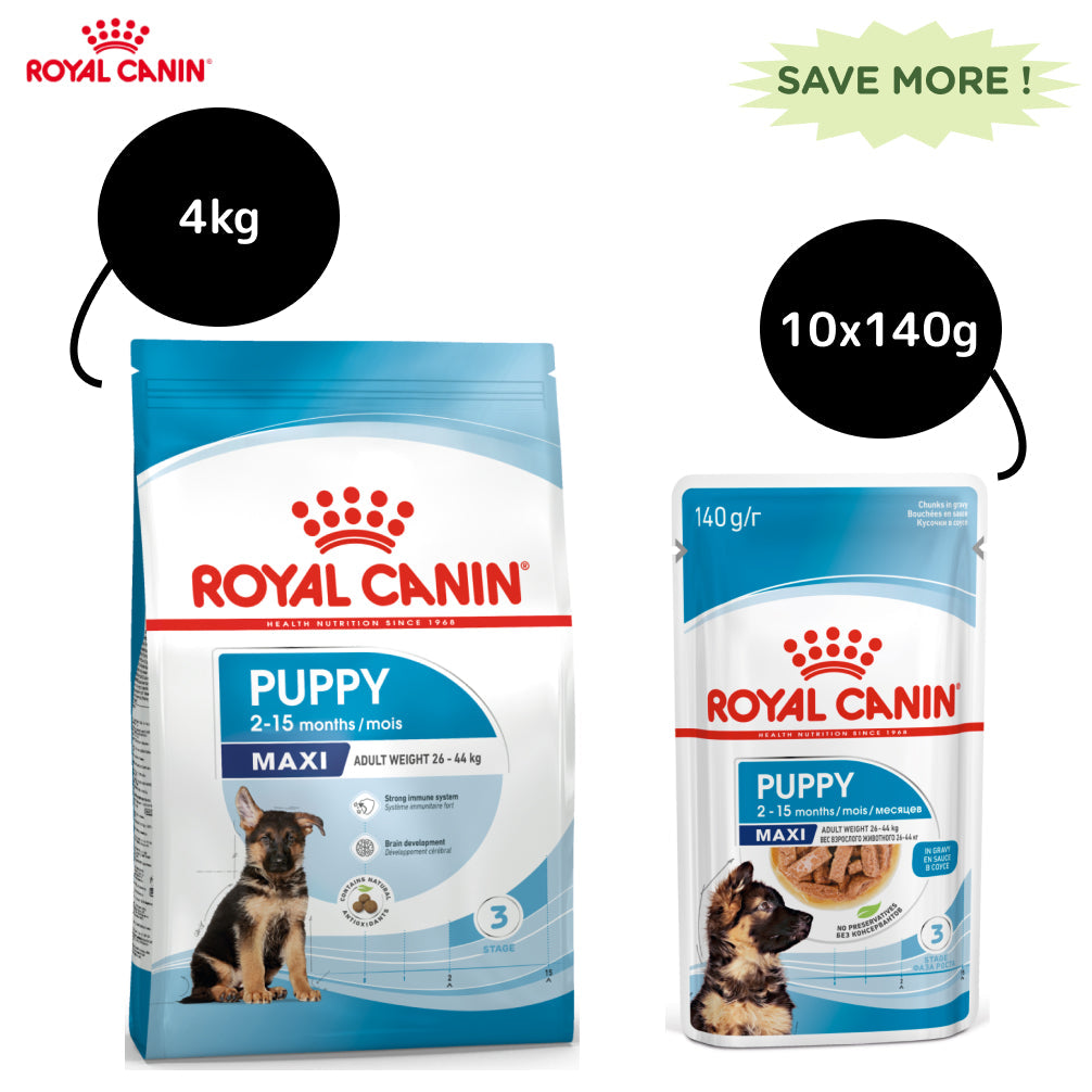 Royal Canin Maxi Puppy Dog Dry and Wet Food Combo