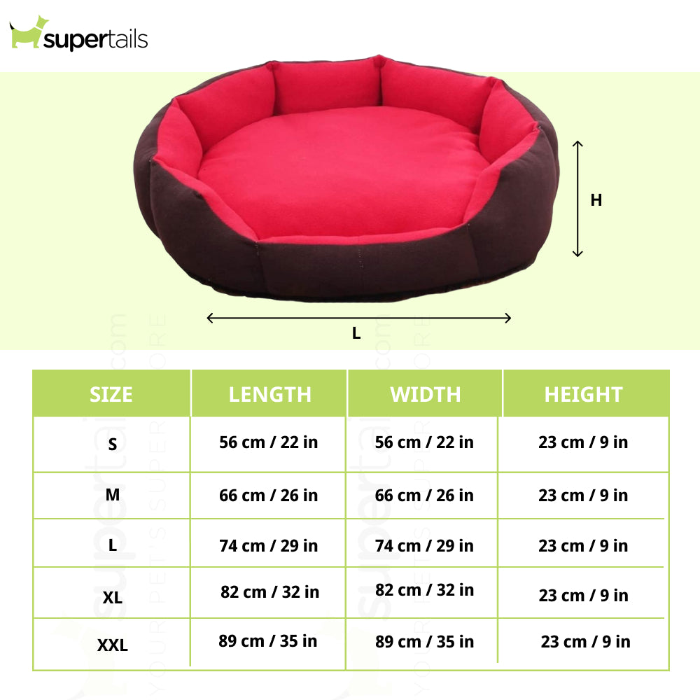 Royal Pets Cart Reversible Round Shape Bed for Dogs and Cats (Red & Brown)