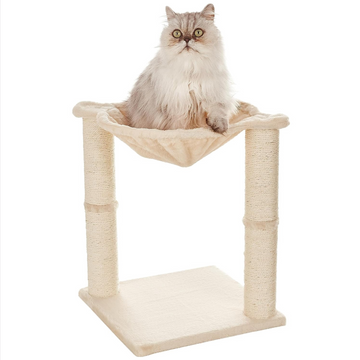 Skatrs Claw Tower Cat Tree with Hammock and Dual Scratching Post Toy (Beige)