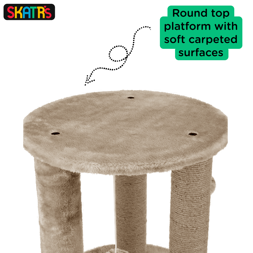 Skatrs Whisker Wonderland Circular Three Scratching Post with Hanging ...