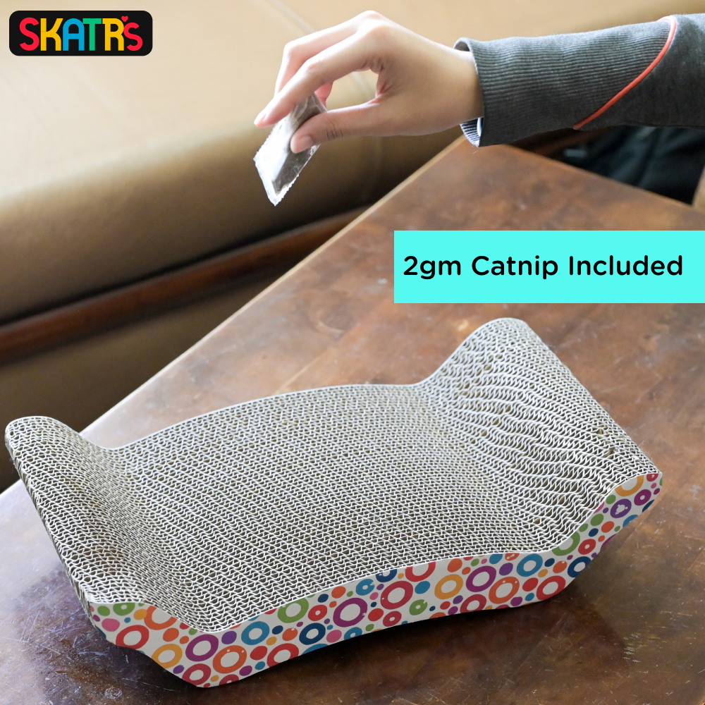 Skatrs Whisker Wonder Corrugated Cardboard Cat Scratcher with 2g Premium Catnip Free Cats-Toys Skatrs