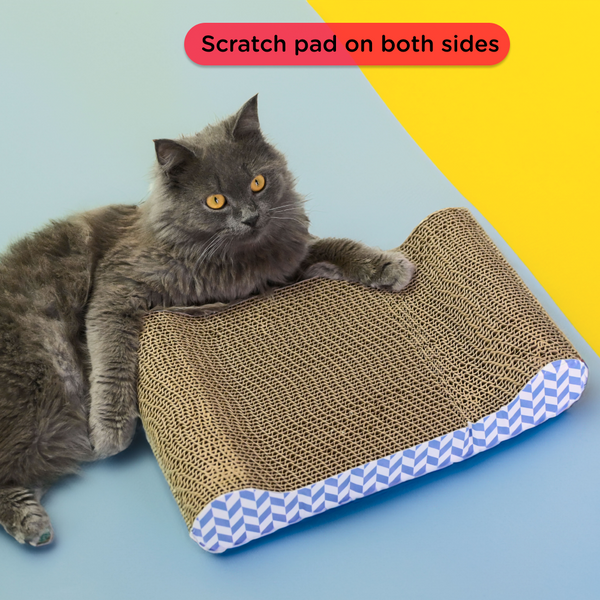 Skatrs Lounge Corrugated Cardboard Scratcher Pad Toy With Catnip for Cats (Length 38cm)