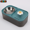 Skatrs Water Fountain with Food Bowl & Adapter for Dogs and Cats (Blue) Both-Bowls & Feeders Skatrs