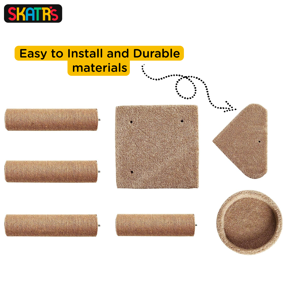 Skatrs Feline Fortress Two Tier Cat Tree with Sisal Post Toy (Beige) Cats-Toys Skatrs