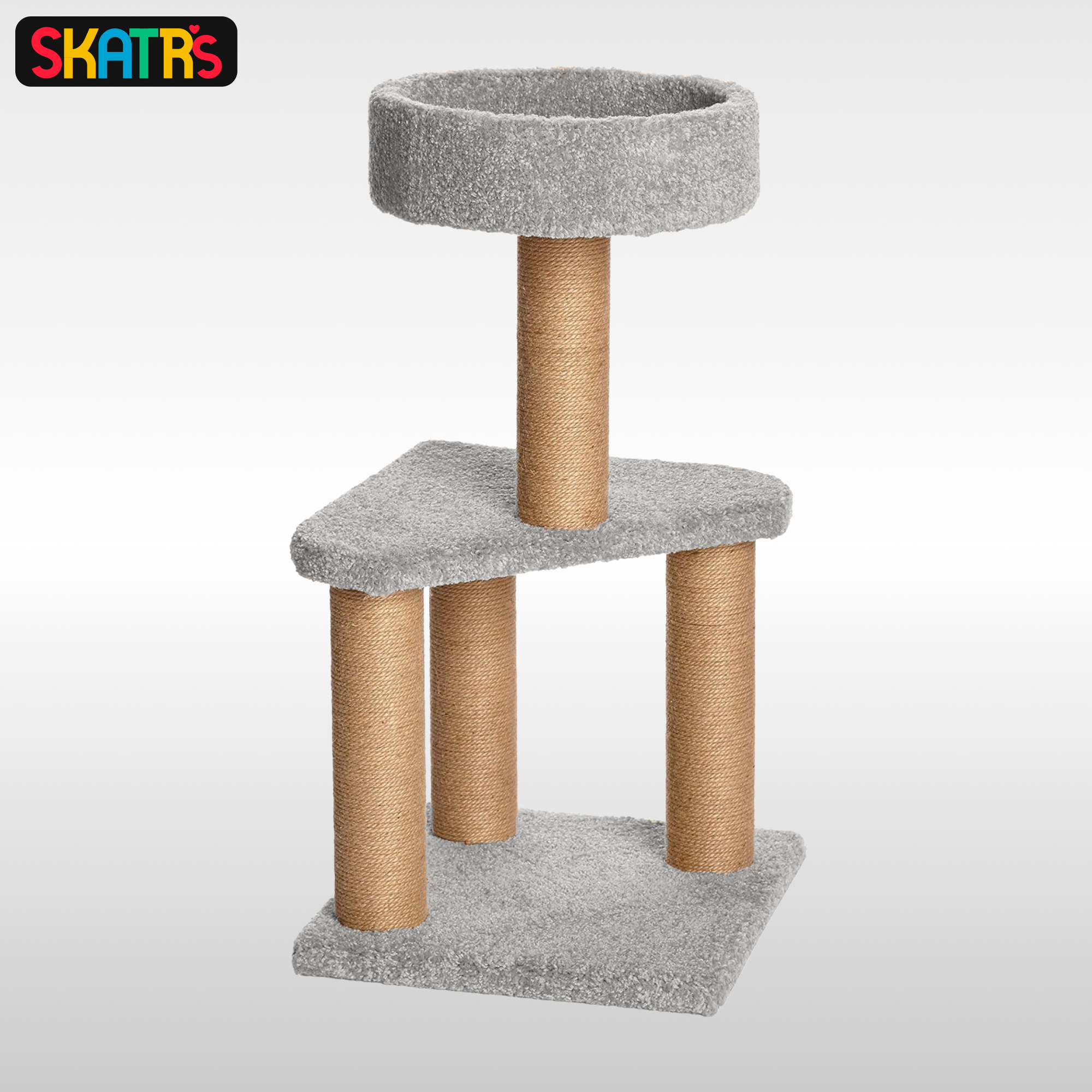 Skatrs Feline Fortress Two Tier Cat Tree with Sisal Post Toy
