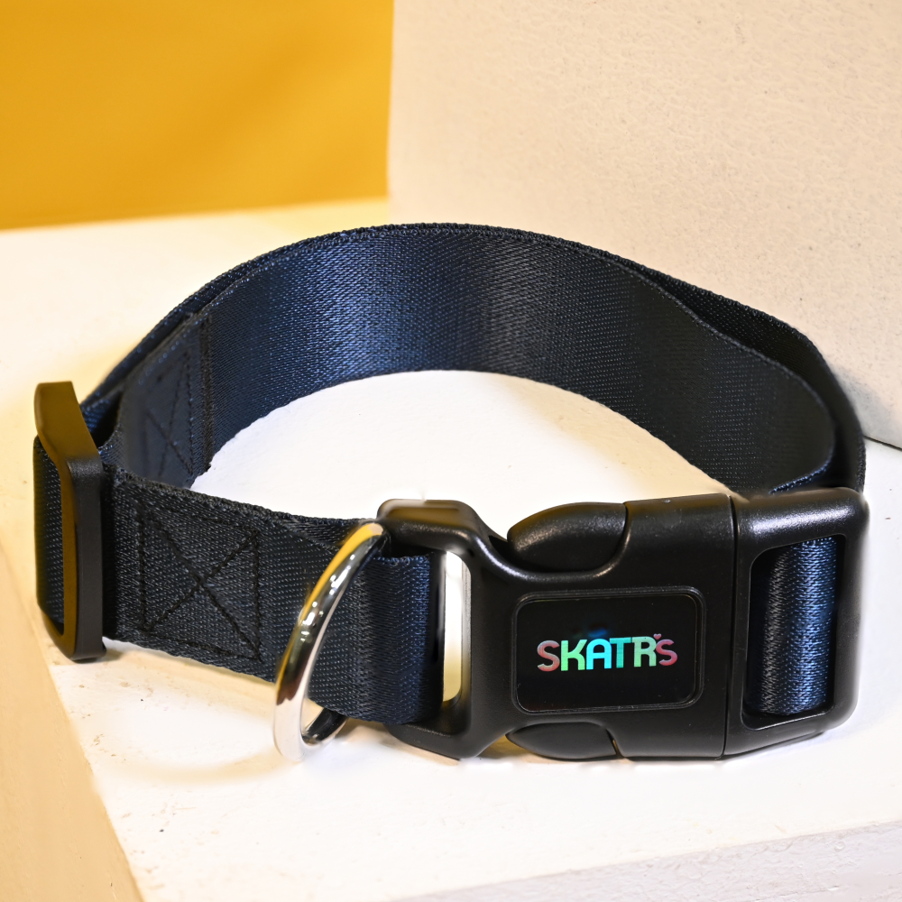 Skatrs Premium Adjustable Collar for Dogs (Dark Blue) Dogs-Collar, Leashes, harnesses Skatrs L:18-26 in Neck