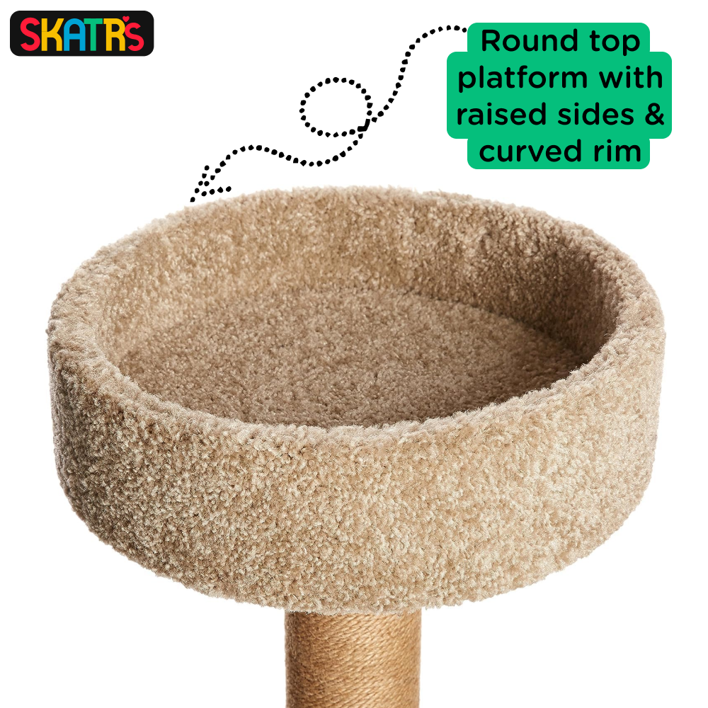 Skatrs Feline Fortress Two Tier Cat Tree with Sisal Post Toy (Beige) Cats-Toys Skatrs