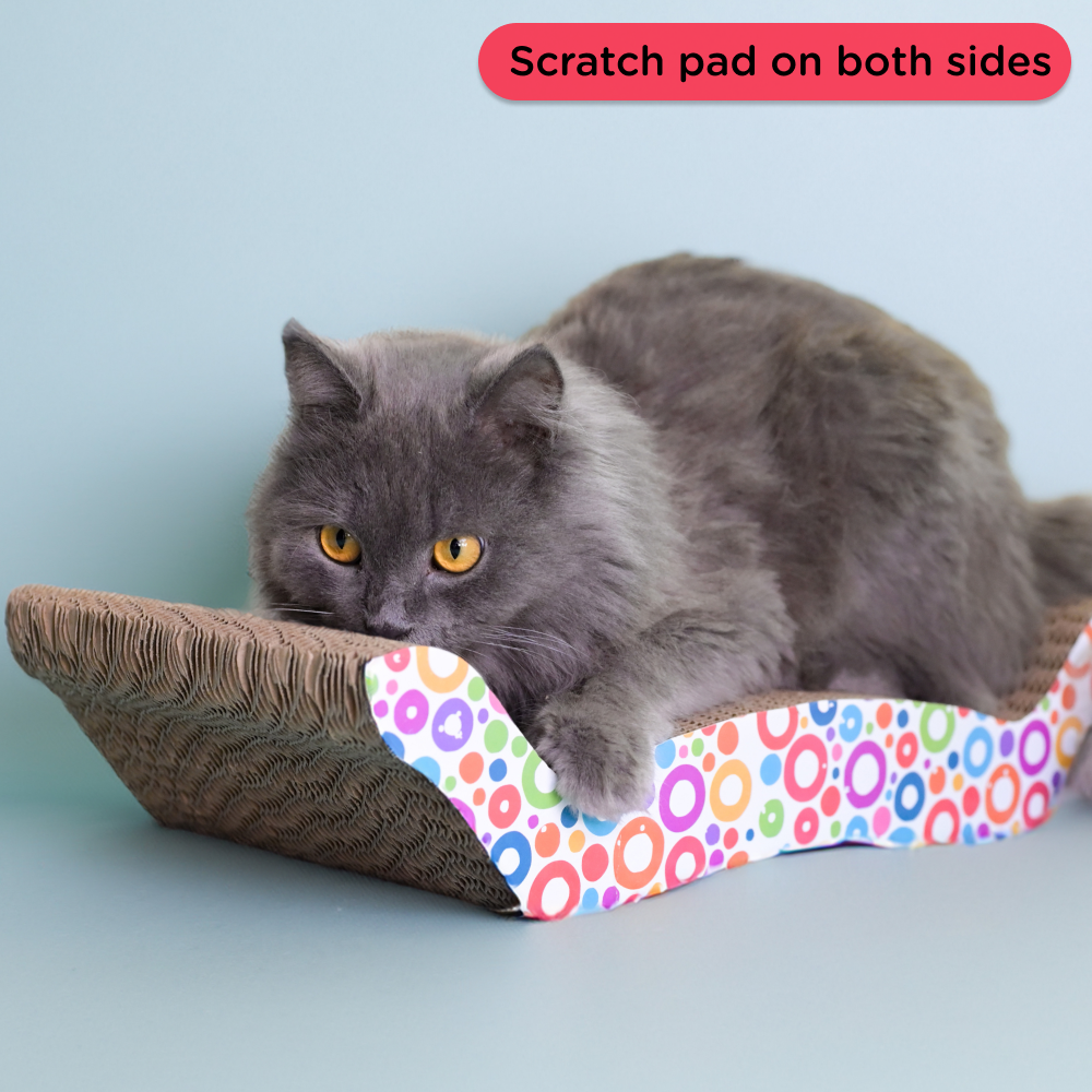 Skatrs Scratchy Wonderland Jumbo Multi Level Cat Tree with Sisal Posts Toy and Whisker Wonder Cat Scratcher with 2g Premium Catnip Combo