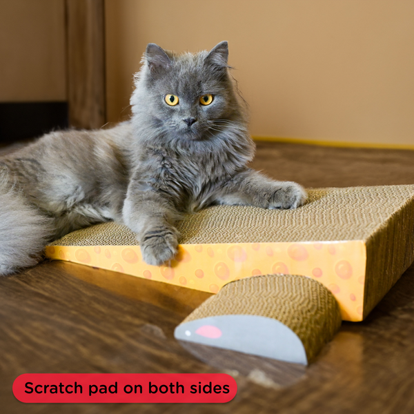 Skatrs Feline Fortress Two Tier Cat Tree with Sisal Post and Say Cheese Cat Scratcher with 2g Premium Catnip Combo