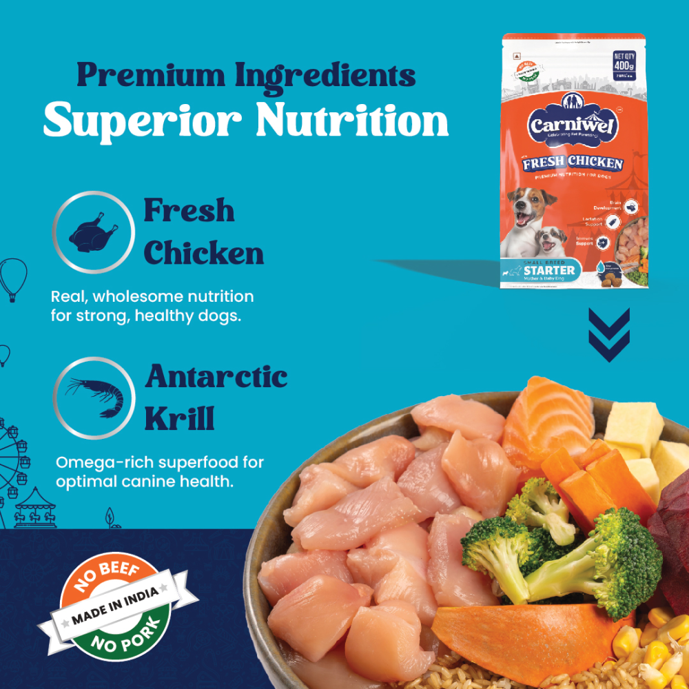Carniwel Fresh Chicken Kibble Starter For Small Breed Mother & Baby Dog Dry Food Dogs- Dry Food Carniwel