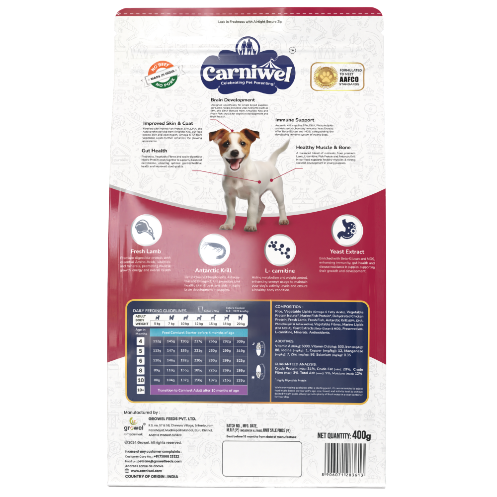 Carniwel Fresh Lamb Small Breed Puppy Dog Dry Food Dogs- Dry Food Carniwel
