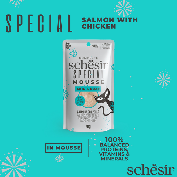 Schesir Special Skin and Coat Salmon Mousse Cat Wet Food