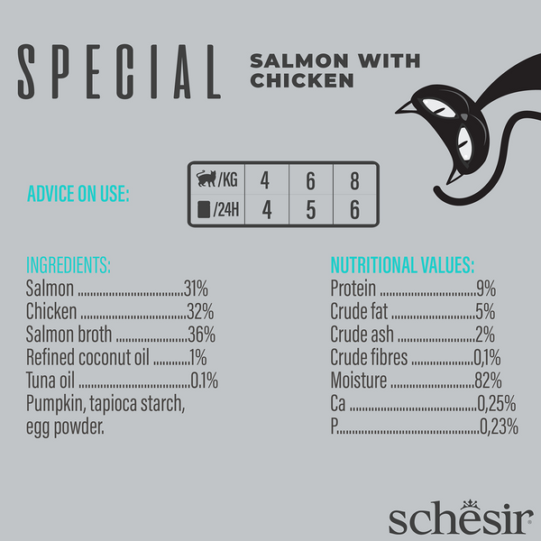 Schesir Special Skin and Coat Salmon Mousse Cat Wet Food