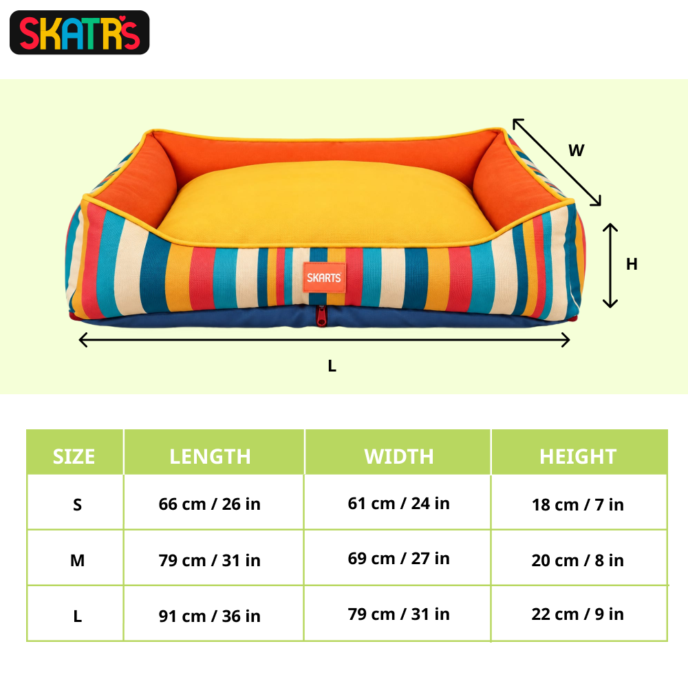 Skatrs Retro Stripe Bolster Bed for Dogs & Cats Both-Bedding, Mats & Travel Supplies Skatrs