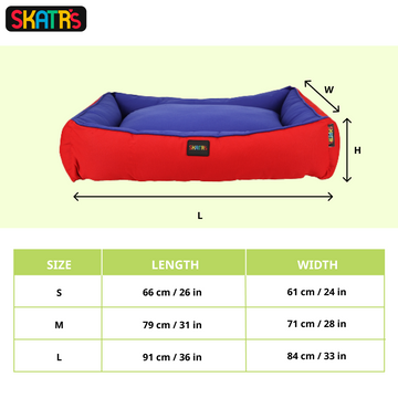 Skatrs Square Shaped Bed for Dogs & Cats (Red & Blue)