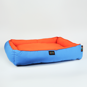 Skatrs Square Shaped Bed for Dogs & Cats (Orange & Blue)