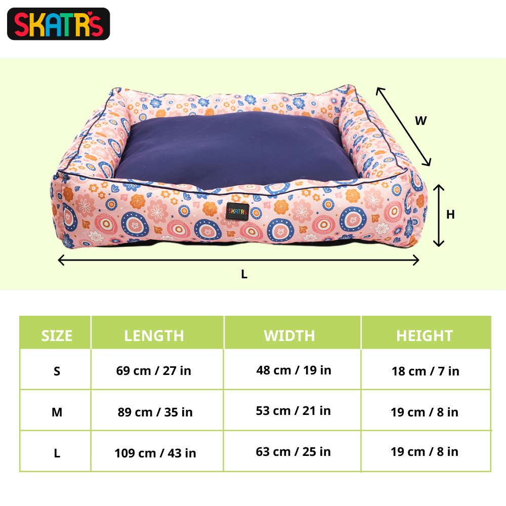 Skatrs Floral Bed for Dogs & Cats (Pink/Blue) Both-Bedding, Mats & Travel Supplies Skatrs