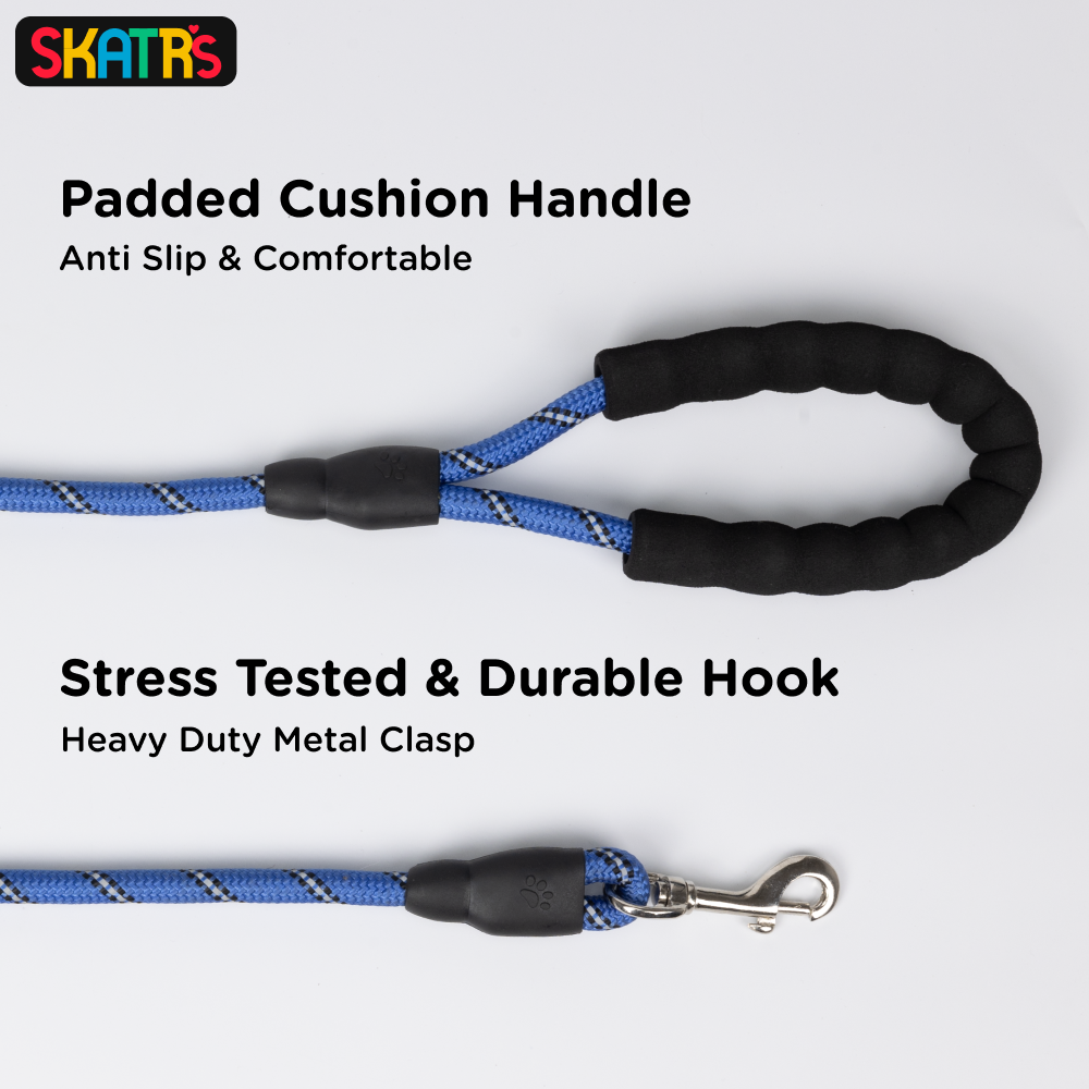 Skatrs Reflective Nylon Rope Leash for Dogs (Blue)