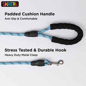 Skatrs Reflective Nylon Rope Leash for Dogs (Sky Blue)