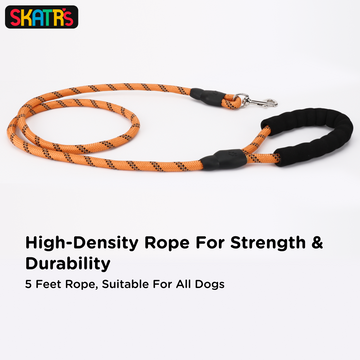 Skatrs Reflective Nylon Rope Leash for Dogs (Orange)