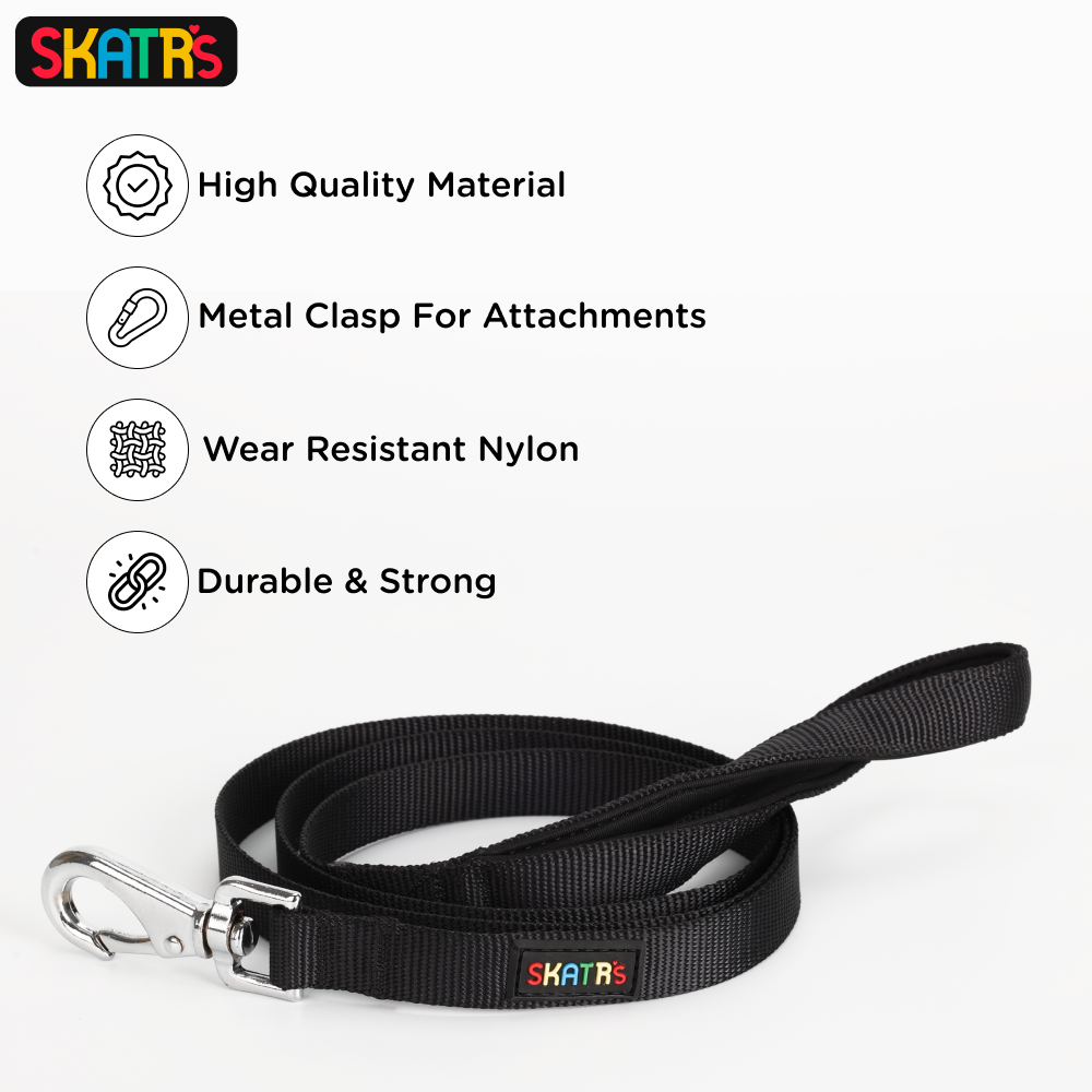 Skatrs Premium Leash for Dogs and Cats (Black)