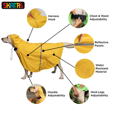 Skatrs Full Coverage Cape Style Raincoat for Dogs and Cats (Yellow)