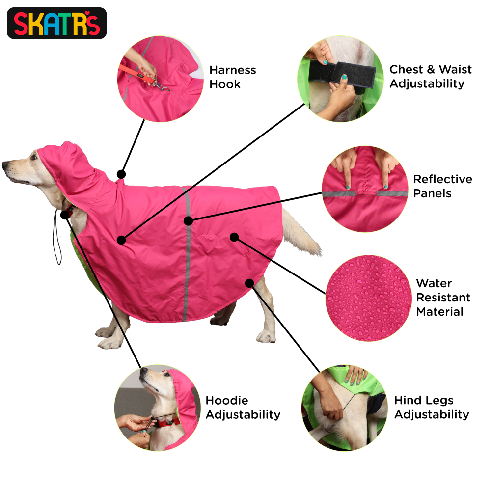 Skatrs Full Coverage Cape Style Raincoat for Dogs and Cats (Pink)