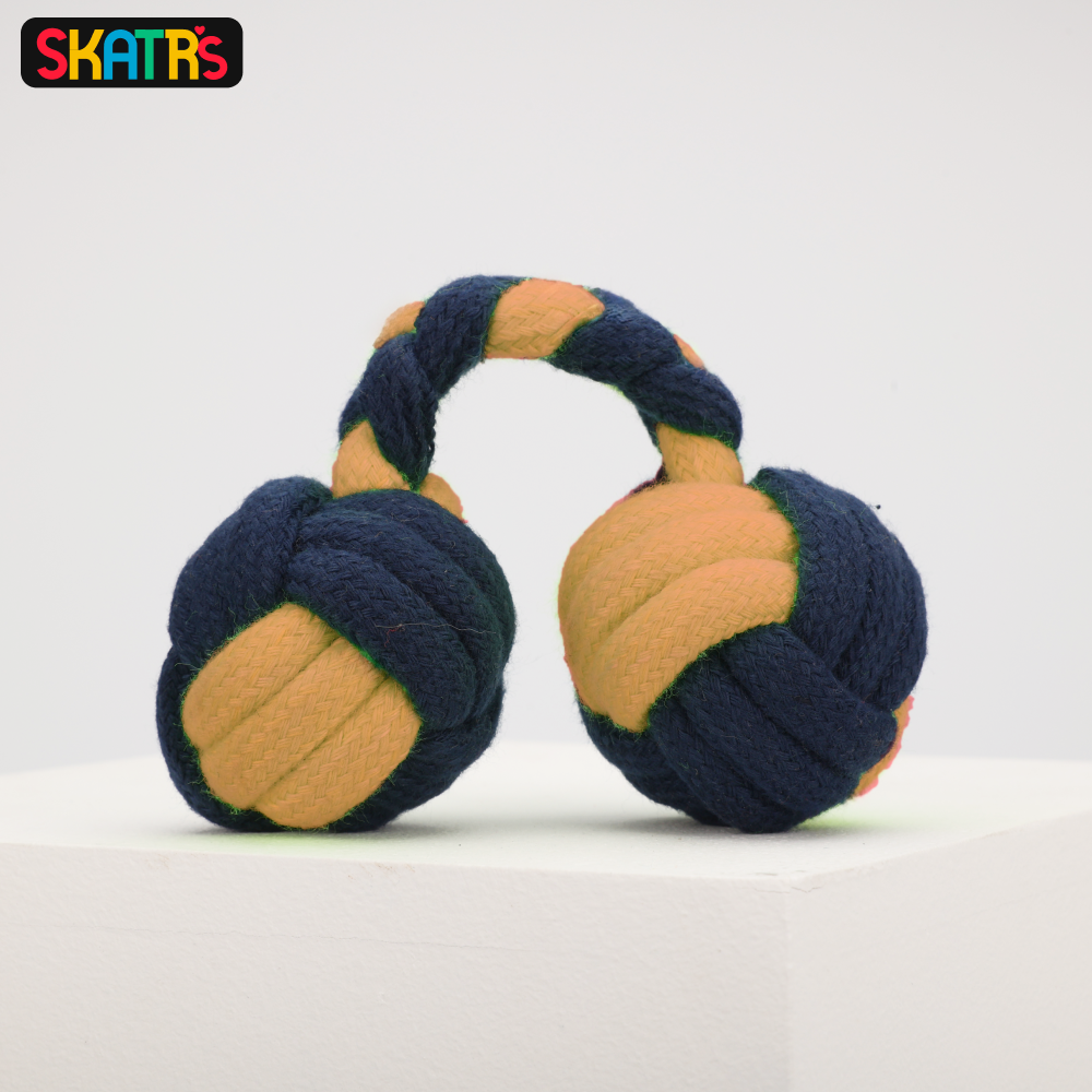 Skatrs Dumbbell Shaped Rope Chew Toy for Dogs and Cats (Blue/Orange) Both-Toys Skatrs