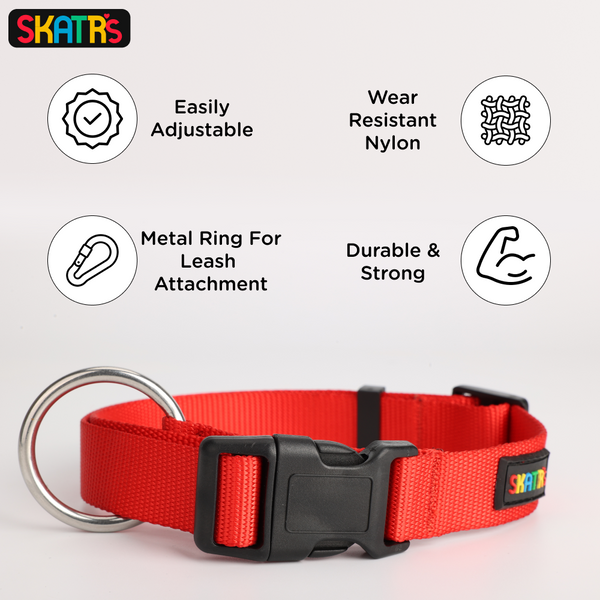 Skatrs Nylon Collar for Dogs and Cats (Red)