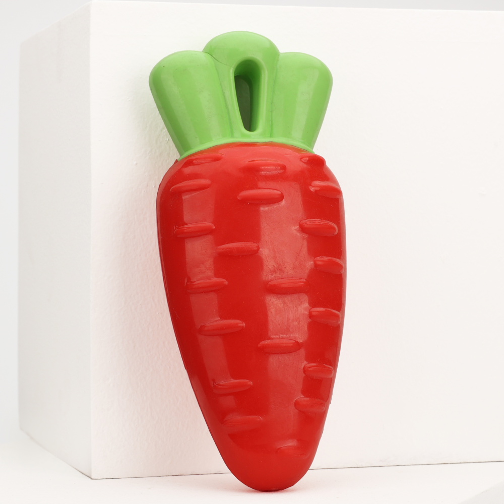 Skatrs Rubber Squeaky Carrot Chew Toy for Dogs (Red) | For Heavy Chewers | Small & Medium Dogs Dogs-Toys Skatrs 15cm